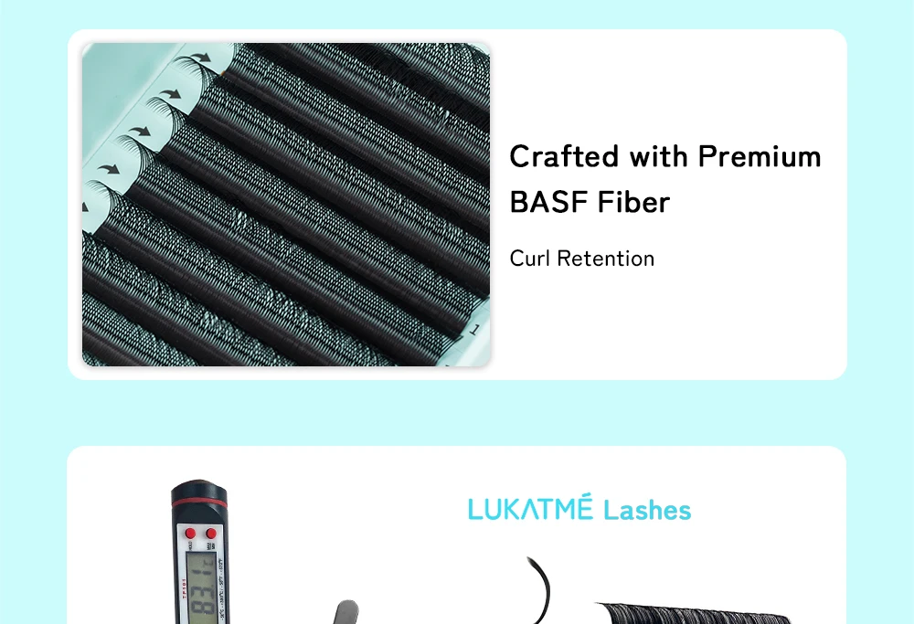 LUKATME YY Wimpernverlängerung 12 Reihen Matt Schwarz C/D Curl 8-15mm Zwei Spitzen Y-Form Künstliche Wimpern Schnelle Anwendung YY Wimpern zum Üben – Detail 9