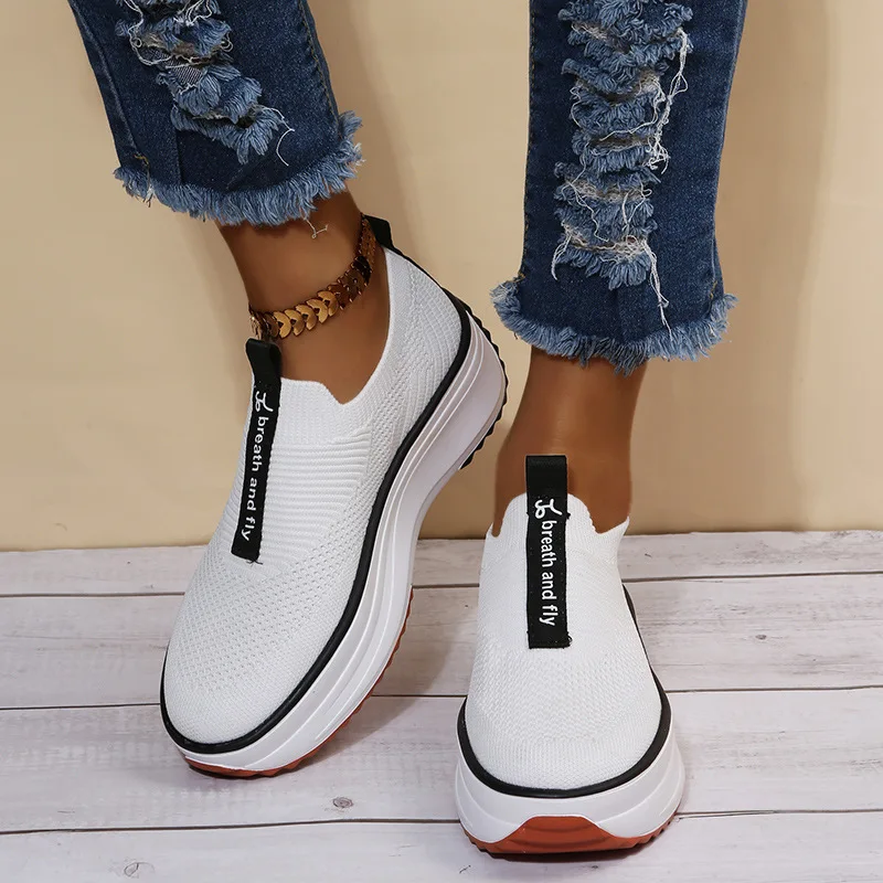 Trendy Women Sock Sneakers Platform Walking Trainers Height Increasing  Sport Tennis Pink Summer Lady Pink Street Shoes Slip On