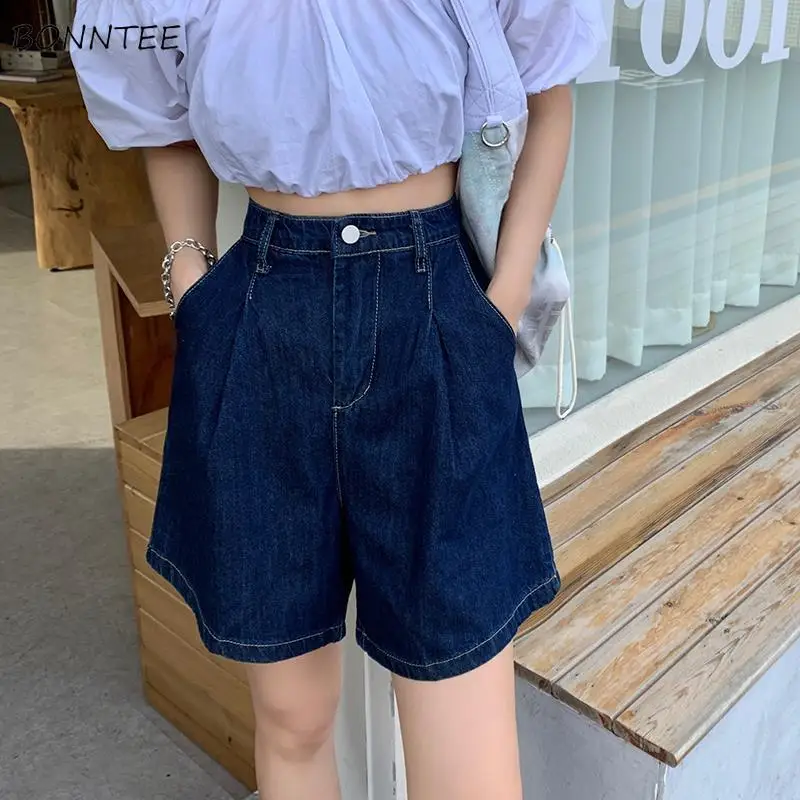 

Shorts Woman Casual Pockets Loose Summer Solid Ladies All-match Korean Style Fashion Chic High Waist Simple Cozy Bottom Basic