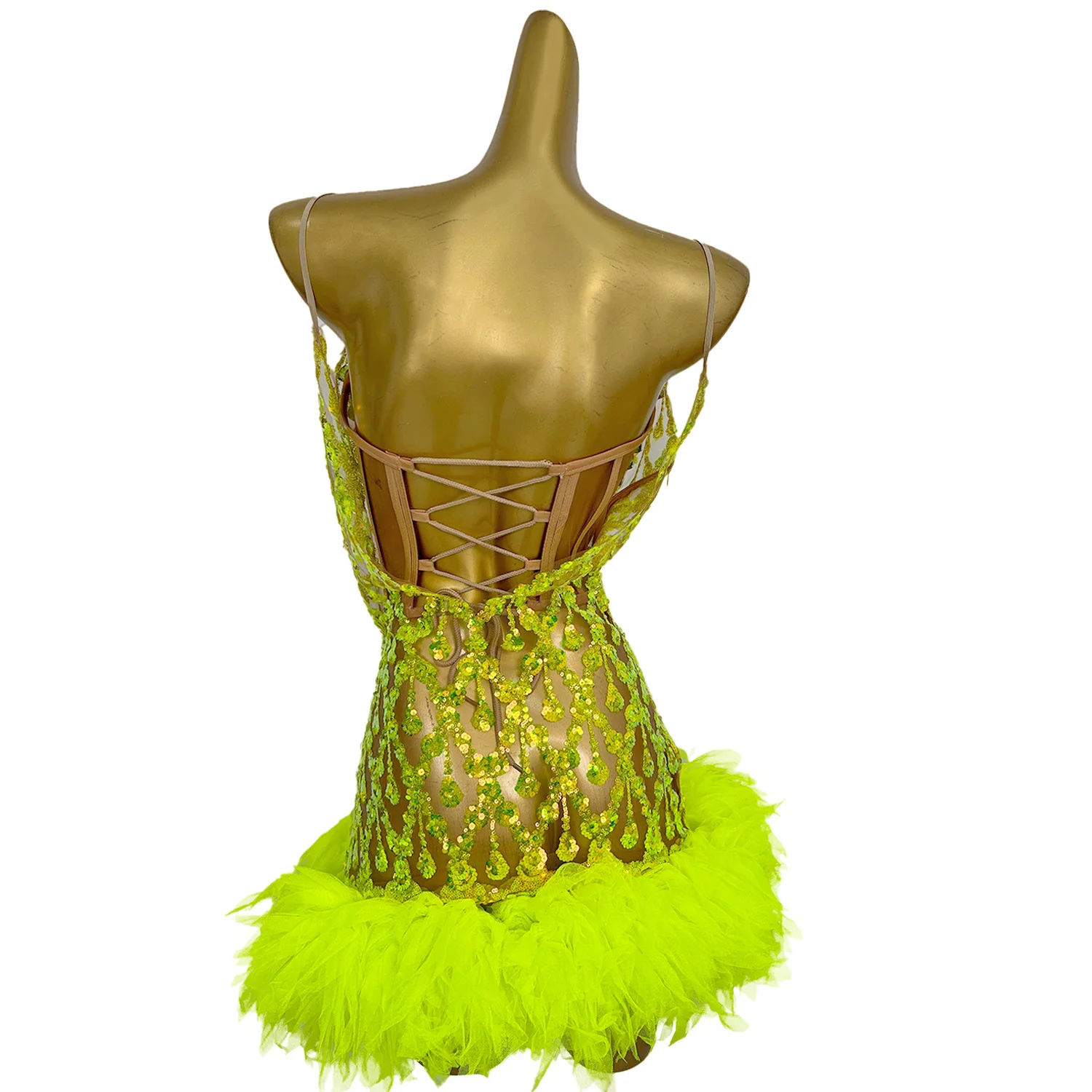 Seksowny Gorset Bikini z Cyrkoniami Sukienka na Imprezę do Klubu Nocnego 2-częściowy Zestaw Strój Striptizerki Suknia Wieczorowa Damska Mini Sukienka na Bal