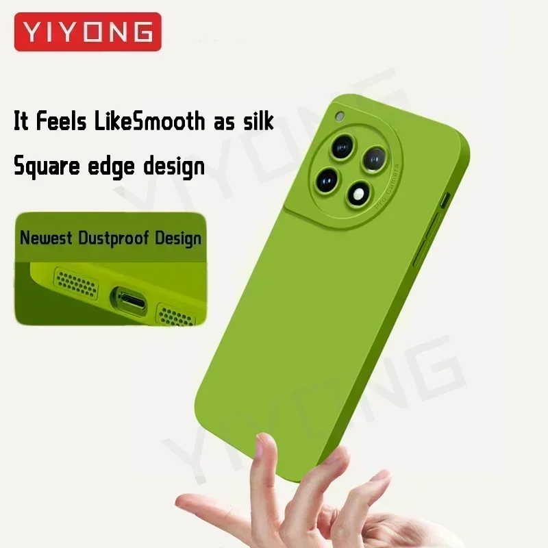 For OnePlus12 Case YIYONG Square Liquid Silicone Soft Cover For OnePlus 12 12R One Plus 11 11R OnePlus12R OnePlus11 Phone Cases