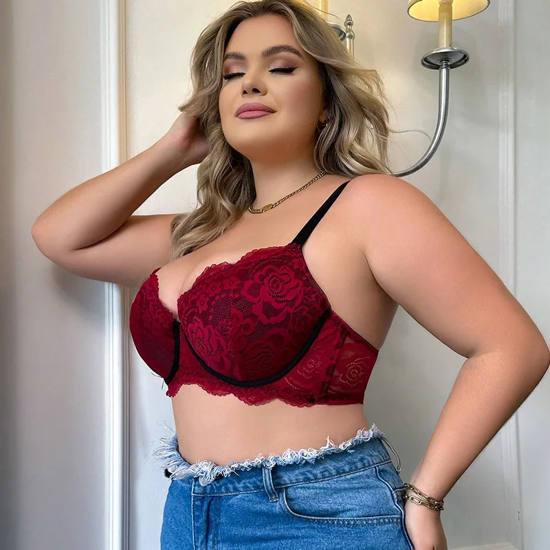 

Lace Underwire Bra Sculpted European Elegance Brassiere with Wide Band Adjustable Support & Push-Up Contour Tube Tops Underwear