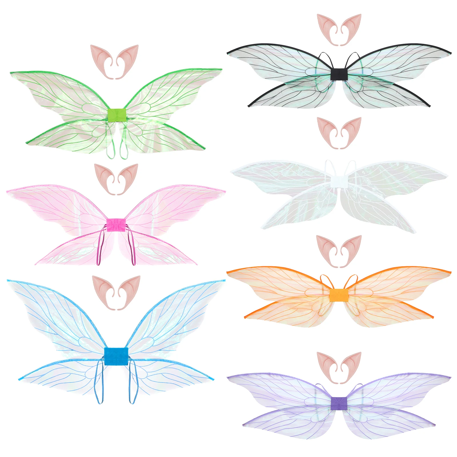 

Cicada Wings Princess Butterfly Fairy Elf Angel Wings with Fairy Elf Ears for Women Girls Halloween Party Cosplay Photography