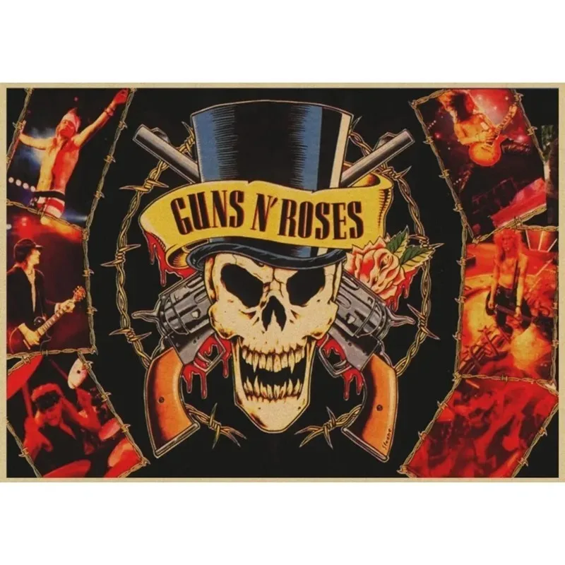 Vintage The Guns no Roses Poster Aesthetic Pop Singer Rock Band Music Album Canvas Painting For Wall Art Home Mural Room Decor view 4