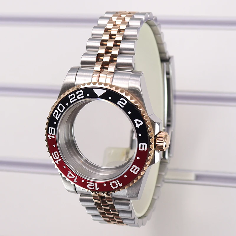 

Fenya 40mm Watch Case 5-link bracelet For Seiko Nh35 Nh34 Nh36 Nh38 Eta 2824 Miyota 8215 Movement 28.5mm Sapphire Two tone bezel