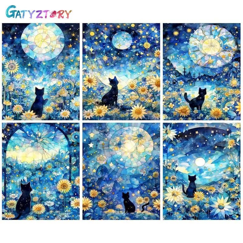 

GATYZTORY Acrylic Painting By Numbers Handiwork Coloring By Numbers Cat Animal Number Painting Wall Decor Gift For Adults