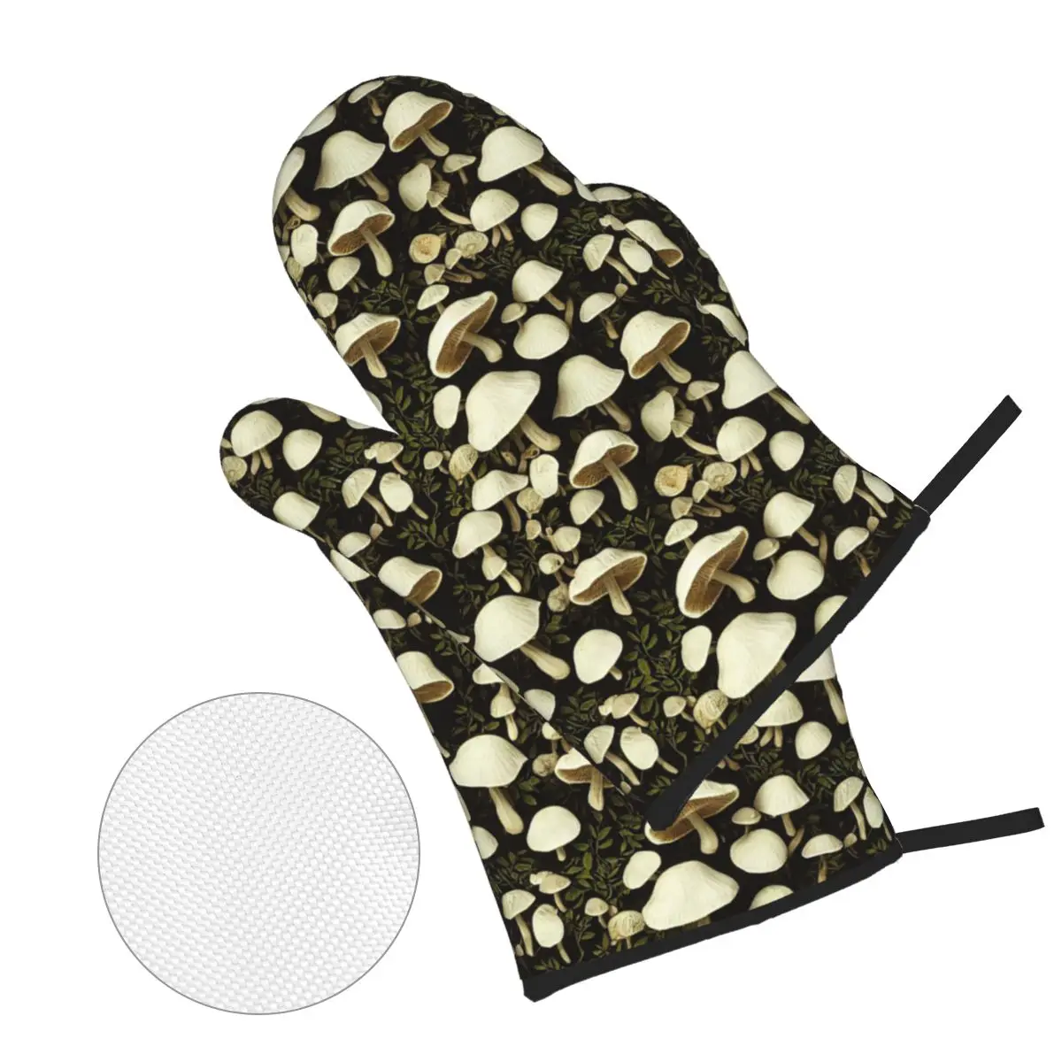 Mushroom Pattern Oven Mitts and Pot Holders 4pcs Set for Cooking Baking Non-Slip Heat Resistant Kitchen BBQ Gloves Potholders