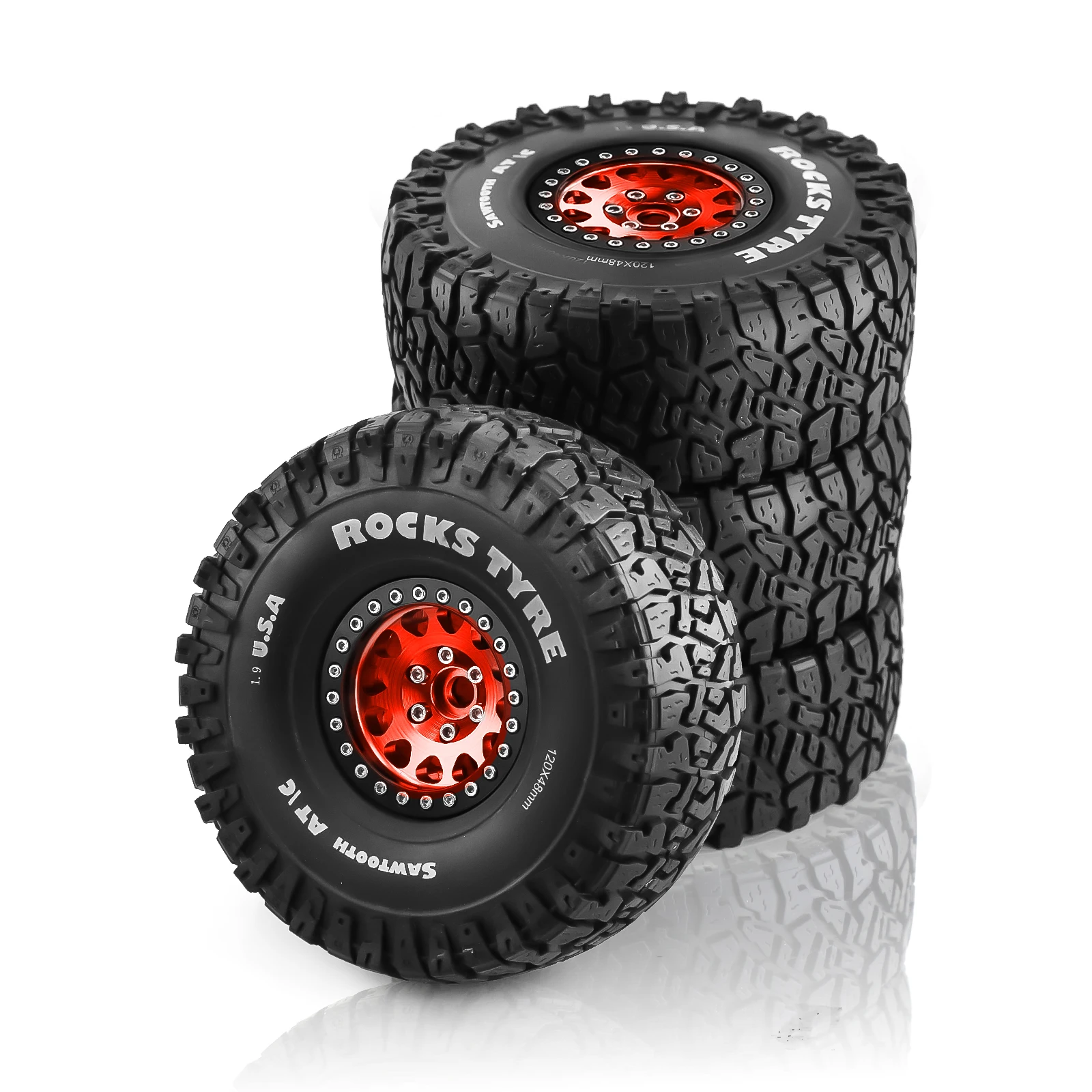 4 SZTUK 1,9-calowych felg i gumowych do 1/10 RC Rock Crawler Axial SCX10 RR10 AX10 Wraith 90048 90018 KM2