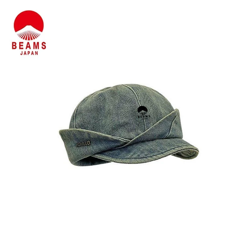 Women's BEAMS Japanese Vintage Washed Denim Beret Hat Face-Flattering Sun Protection Octagonal Casual Daily Newsboy Fashion Hats