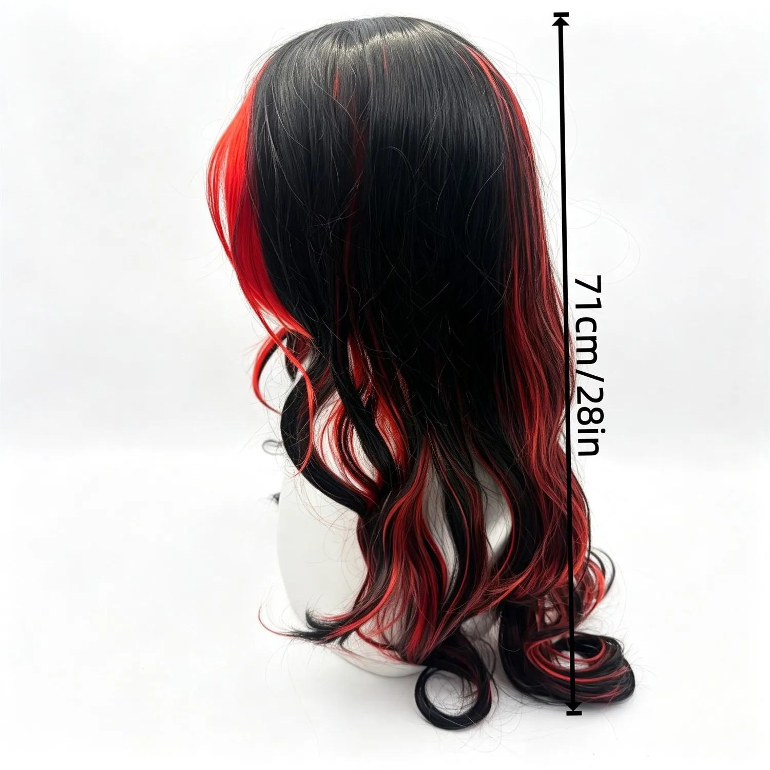 Body Wave Wig 28 Inch 1B Natural Black With Red Highlights Two Tone Heat Resistant Synthetic Wig, parties, stage performances