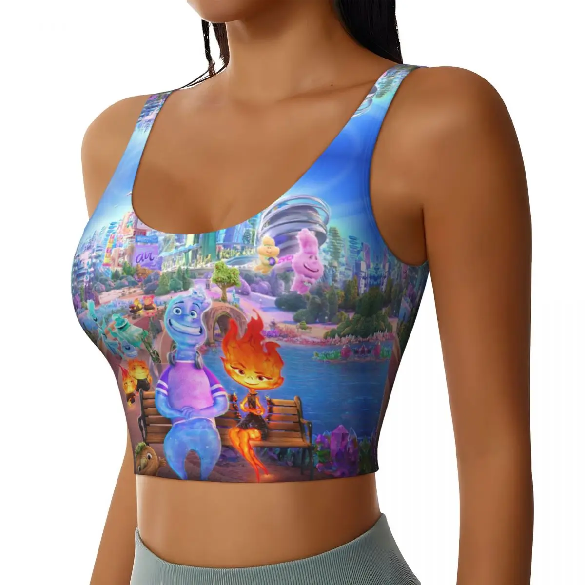 Custom Elemental Theme High Impact Sports Bras Women's Seamless Workout Yoga Crop Tank Tops