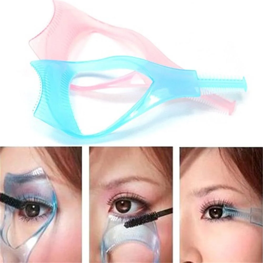 Eyeliner Assistant 3-In-1 Eyelash Comb Template Crystal Guide Mascara Shield Cosmetic Protect Eyes Make Up Brush Applicator Tool