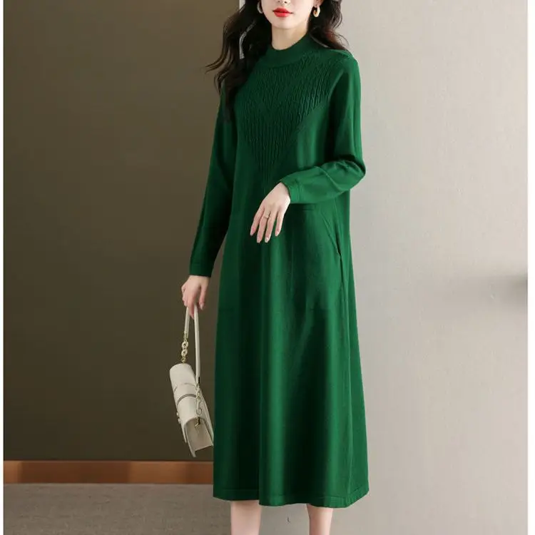 Pulls Femmes New Half Turtleneck Warm Winter Sweater For Woman Dress Fall Clothes Middle-long Pollovers Tops Women's Clothing