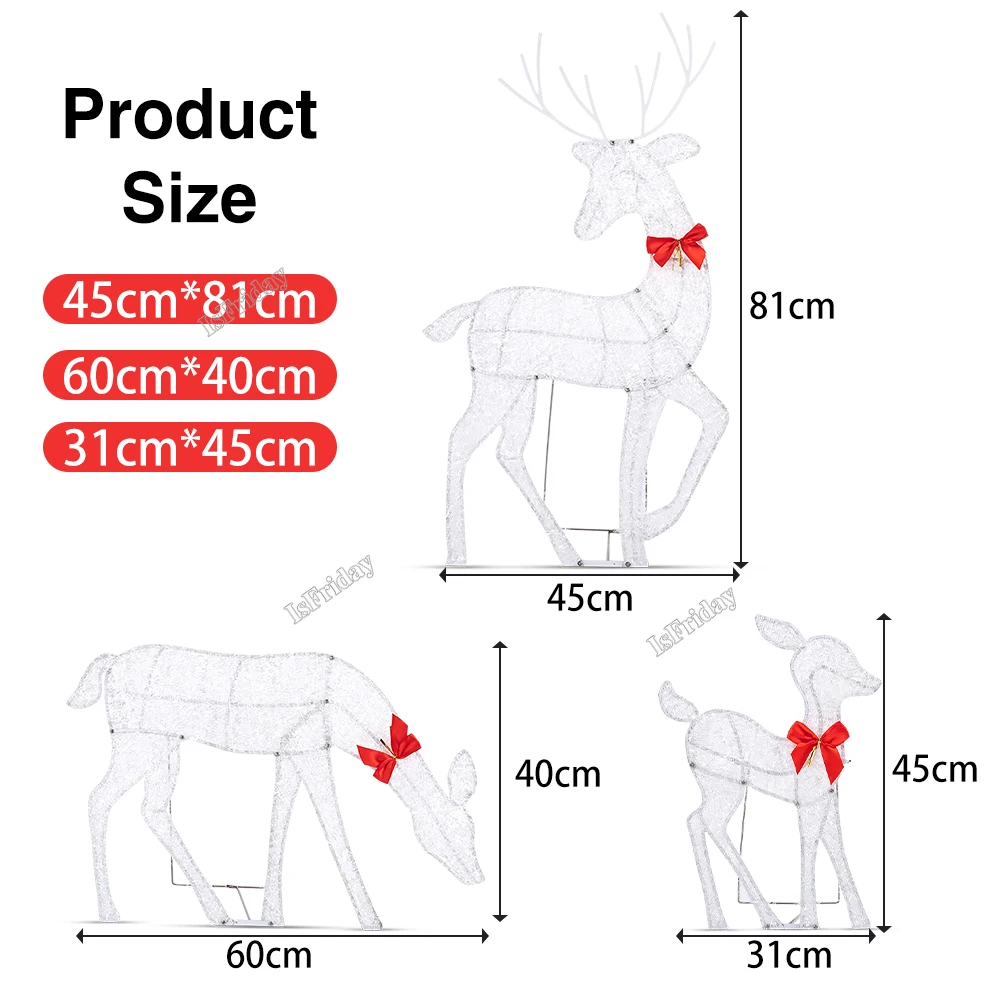 3Pc Originali Lighted Deer Reindeer Family Lighted Deer Christmas Decor With LED Lights Light Up Bucks Indoor Or Outdoor Yard