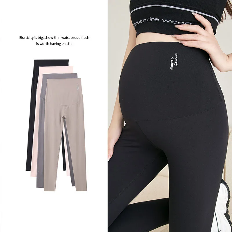 

High Waist Pregnancy Leggings Skinny Maternity Clothes For Pregnant Women Belly Support Knitted Leggins Body Shaper Trousers