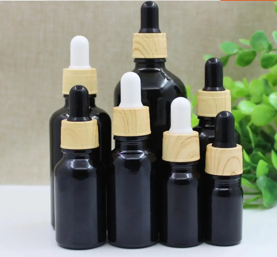 

50ml black glass bottle essential oil liquid serum complex recovery dropper gel serum liquid skin care cosmetic packing