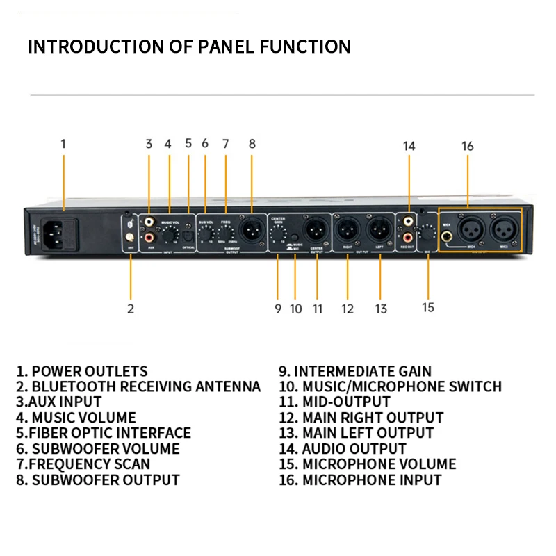 Hot Sale Audio Equipment FX9plus Effect Device Bluetooth Stage KTV Home Performance Outdoor Bar