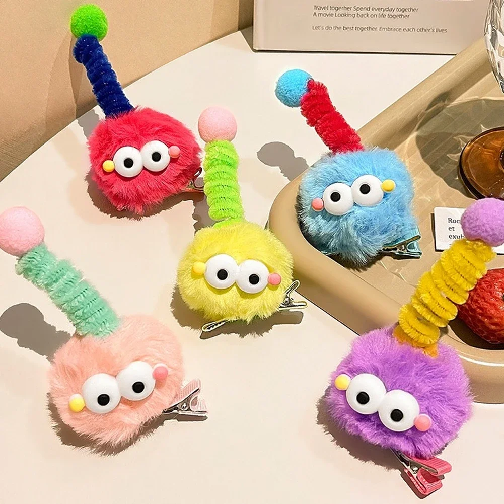 Cartoon Hair Clip Kids Cute Plush Fur Ball Twisting Stick Childrem Hair Pin Barrette Boys Girls Headwear Baby Hair Accessories