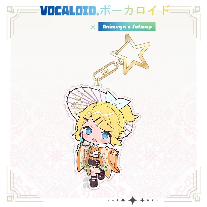 Miku New Hatsune Miku Keychains Kaito Rin Len Luka New Anime MEIKO Kawaii Q Version Figures Acrylic Key Chain Pendants Model
