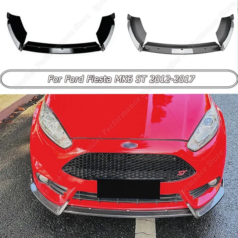 Car Front Bumper Splitter Lip Spoiler Diffuser Guard Gloss Black ABS Body Kit Cover For Ford Fiesta MK6 ST 2012-2017 Accessories