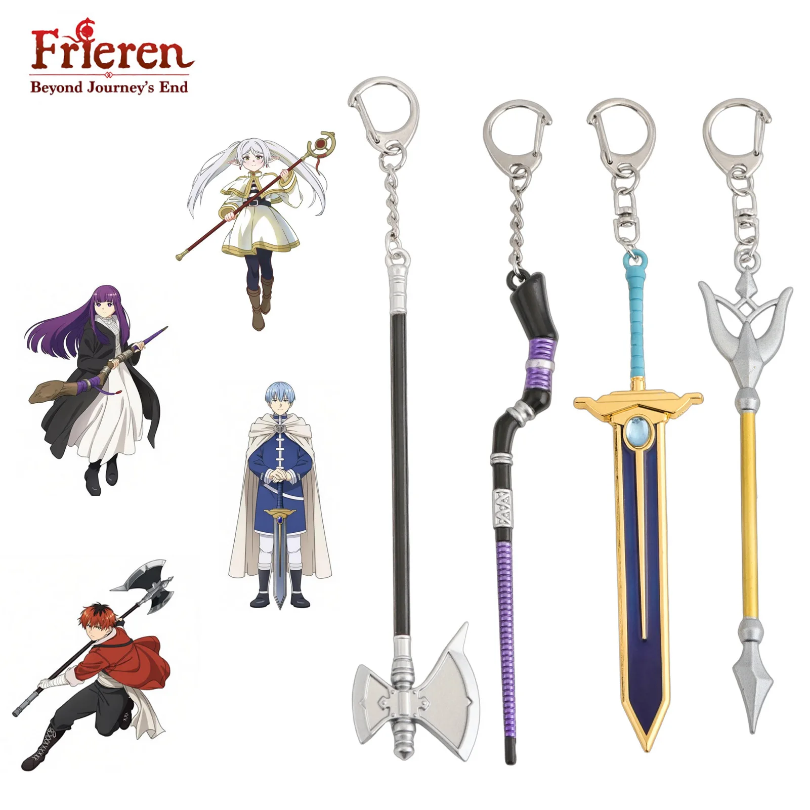 Frieren Beyond Journey's End Character Theme Keychain Anime Metal Pendant Mini Model Key Ring Backpack Charm Collectible Gift