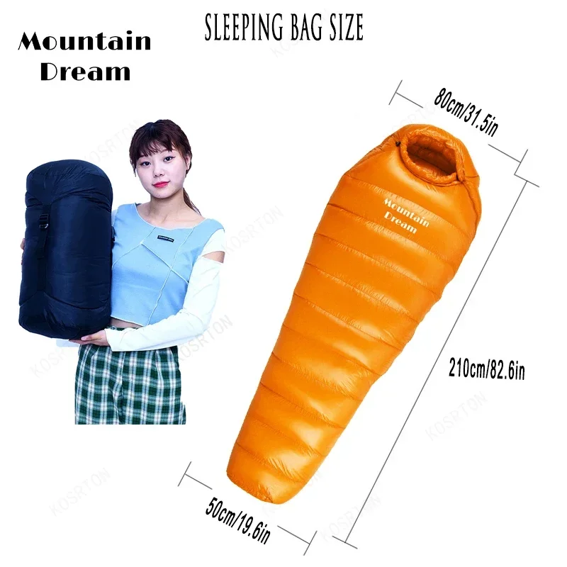 Winter down sleeping bag Adult Mummy White Goose Down warm sleeping bag for all seasons camping trips