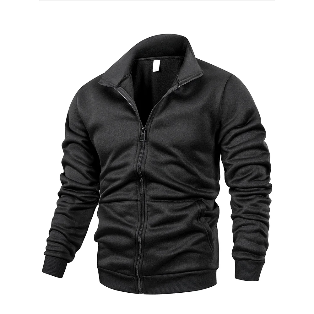 Spring Men's Long Sleeve Zipper Jacket Coats Solid Color Stand Collar Warm Jacket Coat Outdoor Tracksuit Men