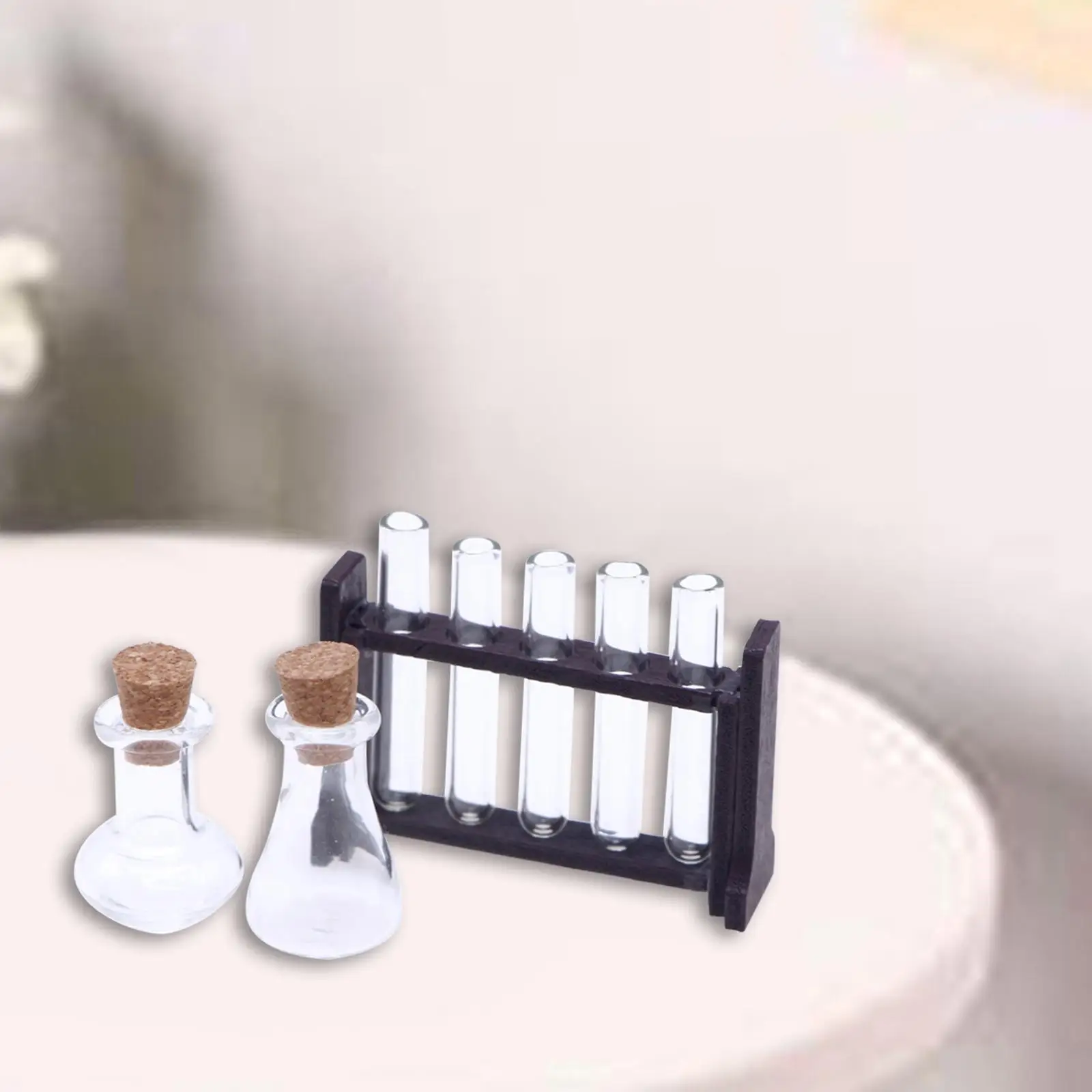 1:12 Scale Dollhouse Test Tube Set 2x Measurement Cups Science Lab Dollhouse 5x Test Tubes Miniature Test Tubes Play Room