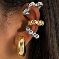 C-Shaped Ear Cuffs Droplet Texture Ear Studs Set No-Piercing Ear Clips Fashionable Exaggerated Cross-Border Jewelry