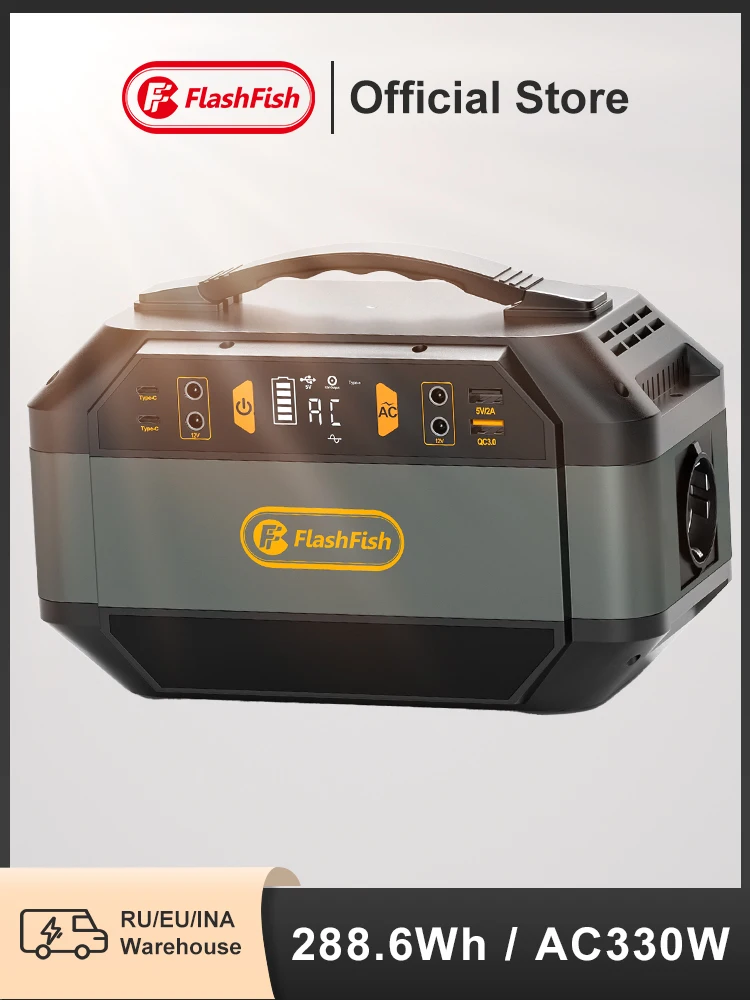 Flashfish Gerador Solar 288.6wh Estação de Energia Portátil 78000mah 3.7v ac 230v 330w para Outdoor Camping Power Supply ff