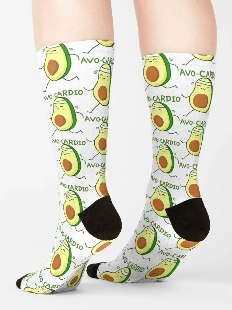 Avocado running. Avo-Cardio pun. Socks valentine gift ideas summer christmas stocking shoes Ladies Socks Men\'s