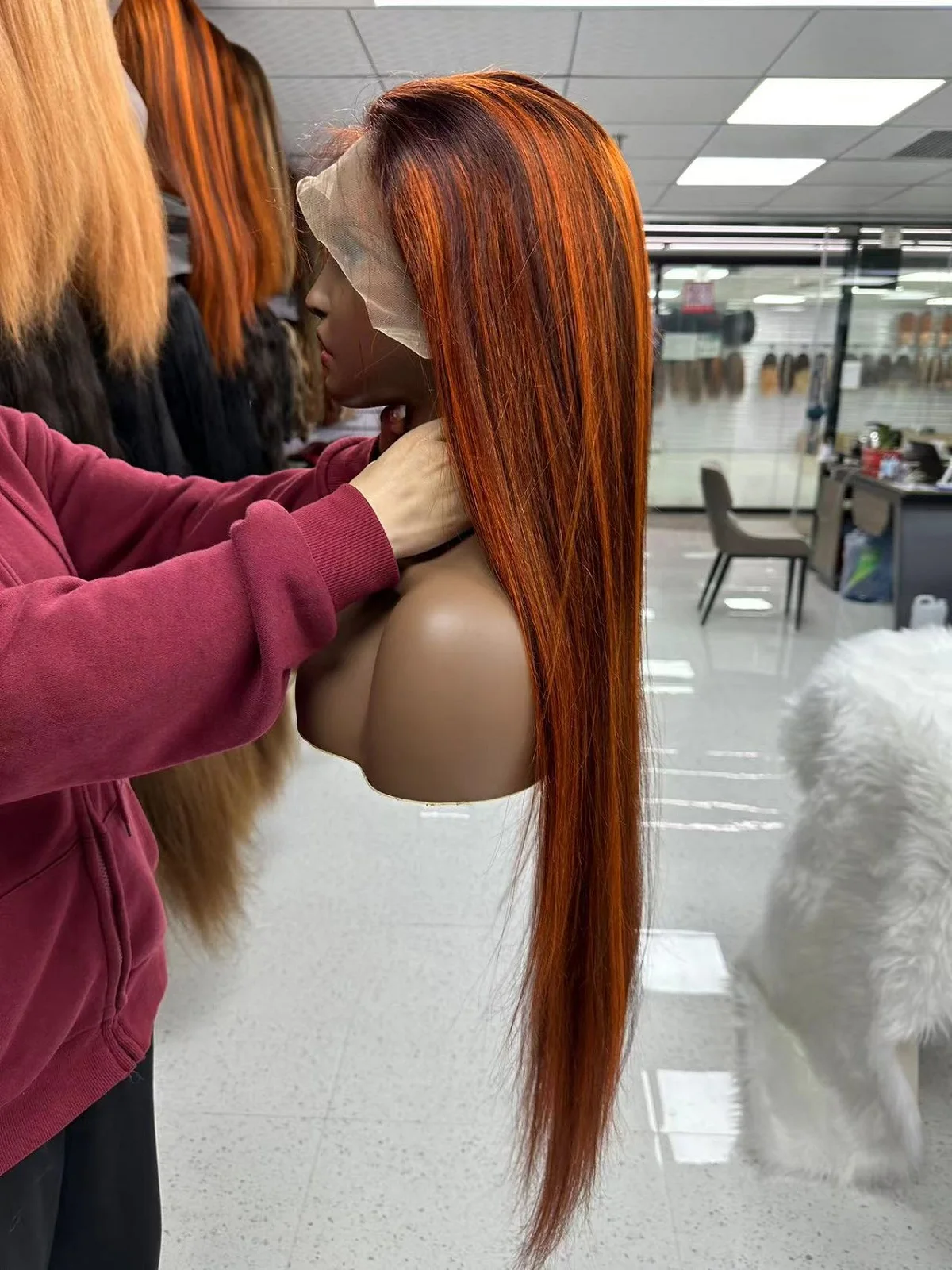 Straight Orange Brown Ombre Highlight 13x4 Lace Frontal Human Hair Wigs Remy Brazilian PrePlucked Highlight Lace Wigs Preplucked