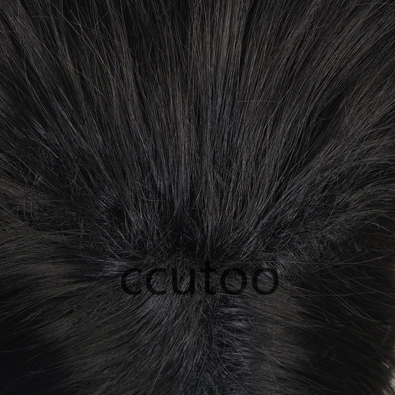 ccutoo Synthetic Black Short Wigs Uchiha Sasuke Cosplay Wigs for Men Heat Resistance with Blue headwear + wig cap