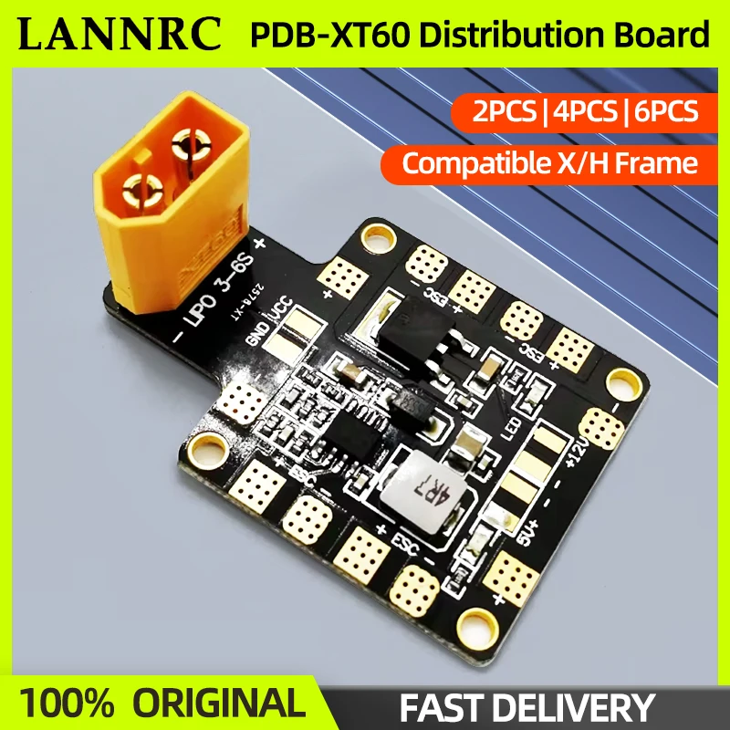 2/4/6PCS LANNRC PDB XT60 Power Distribution Board 3-4S Lipo Power Hub Dual BEC 5V/12V 2oz Copper For RC FPV Quadcopter Drone