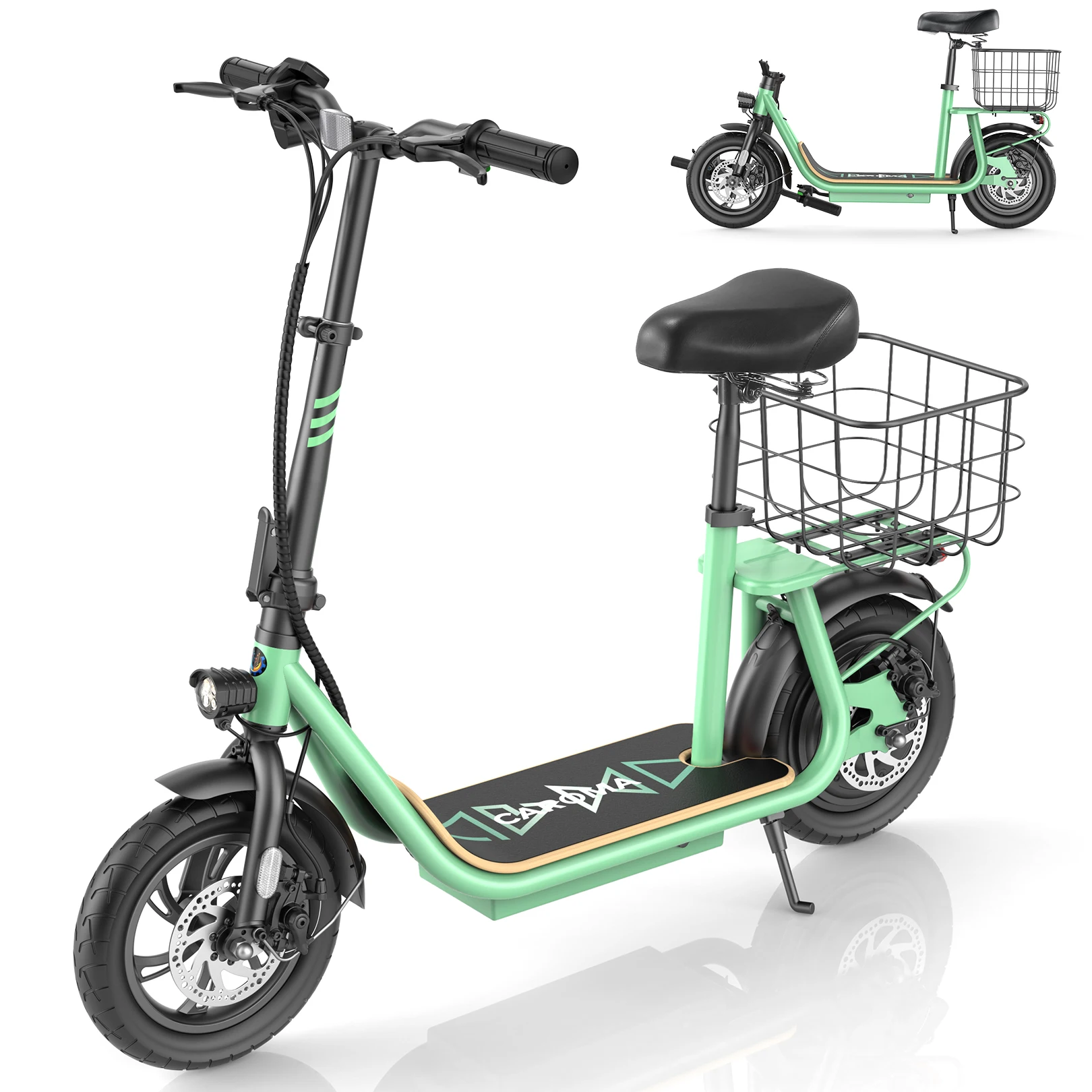 Caroma Electric Scooters for Adults and teens, 500W Peak Motor,  30 Miles Max Range, Foldable Electric Scooter and Detachable Ba