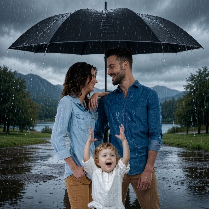 16-Rib Automatic Reverse Umbrella Extra Large Long Handle Heavy Duty Thickened Stormproof Rain Umbrella for 3 People 역방향 장우산