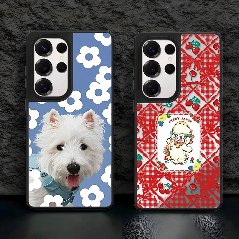 Mirror Surface Magnetic Phone Cover for Samsung Galaxy S23 S24 S25 S26 Ultra S26+ Plus Case Cartoon Party