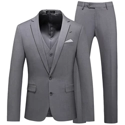 2023 Men's Business Fashion High Quality Gentleman Black 3 Piece Suit Set / Blazers Coat Jacket Pants Classic Trousers Vest