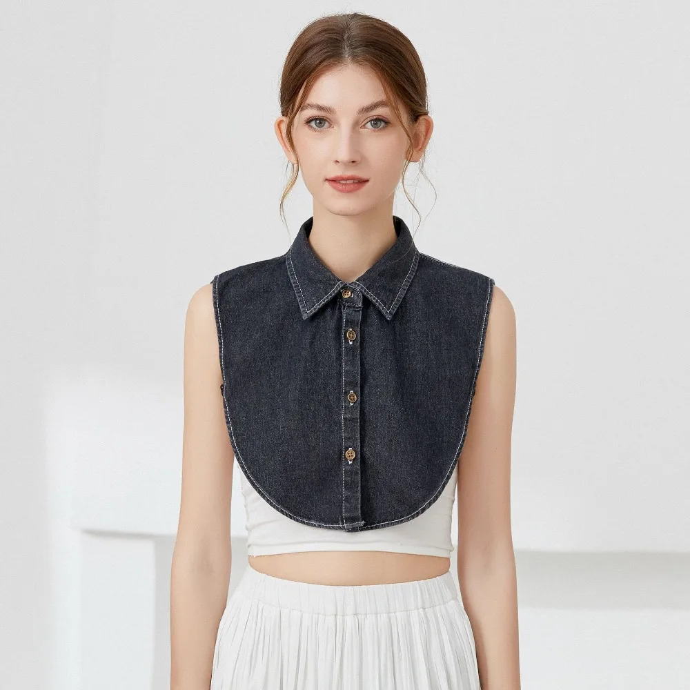 Adjustable Straps Denim Fake Collar Round Neck All-match Turtleneck Fake Collar Korean Style Clothes Accessories