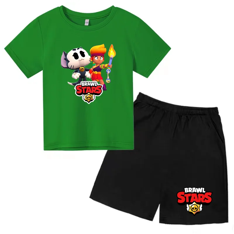 Kids Summer T-shirt Popular Game Print Boys Girls Toddler 3-12Y Top +Shorts 2P Fashion Casual Sports Kawayi Charming Jogging Set