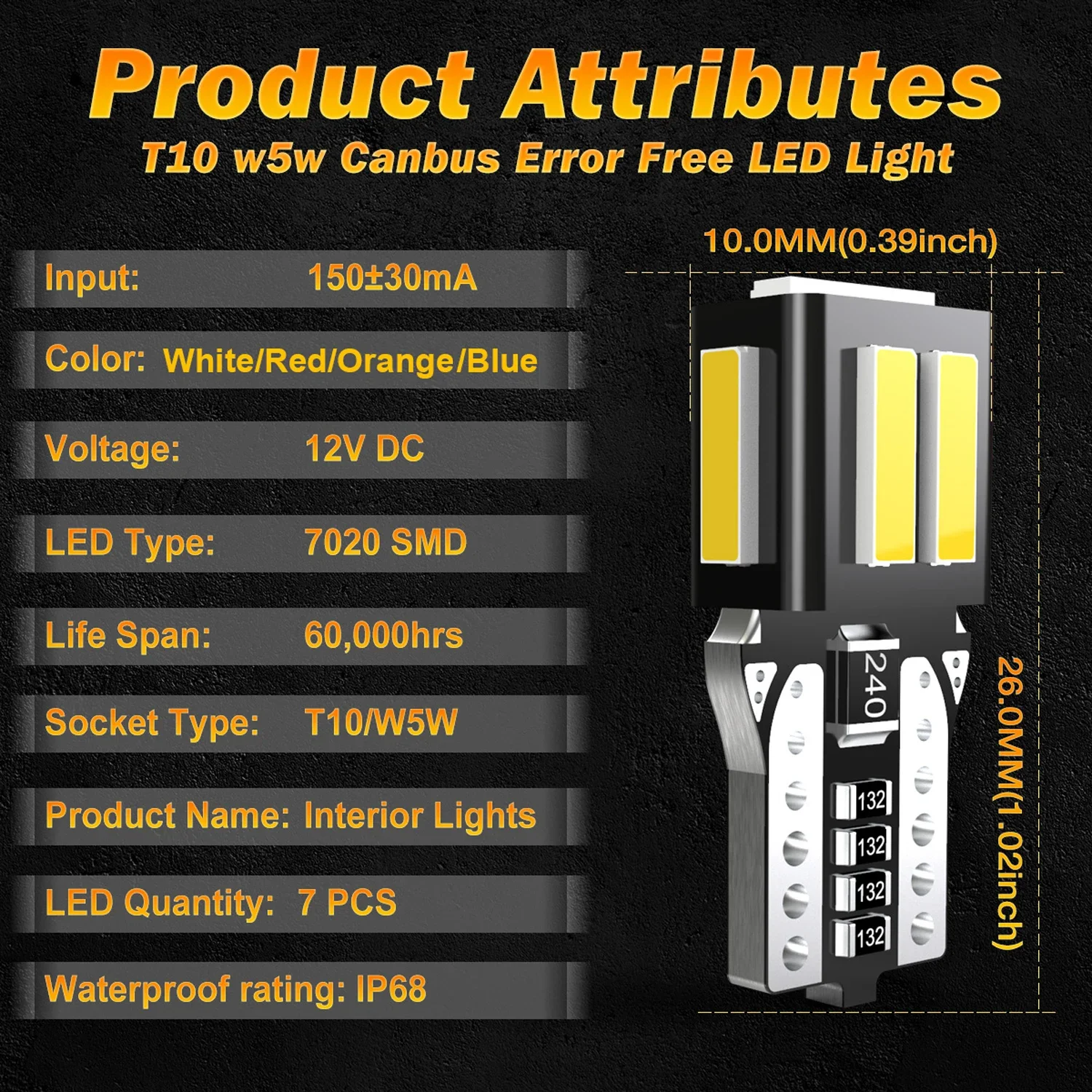 2pcs T10 W5W Car LED Light Bulbs License Plate Light 600Lm For Renault Duster Megane 2 3 Logan Fluence Captur Sandero Laguna