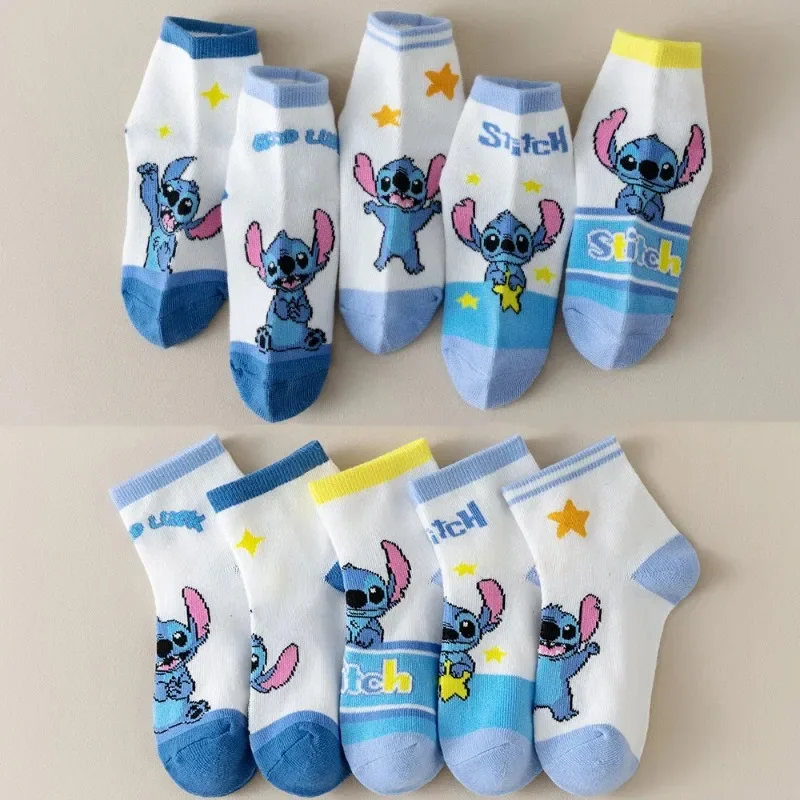 Детские носки MINISO Disney Stitch, Нескользящие дышащие короткие носки с героями мультфильмов аниме для мальчиков и девочек, детские подарочные аксессуары