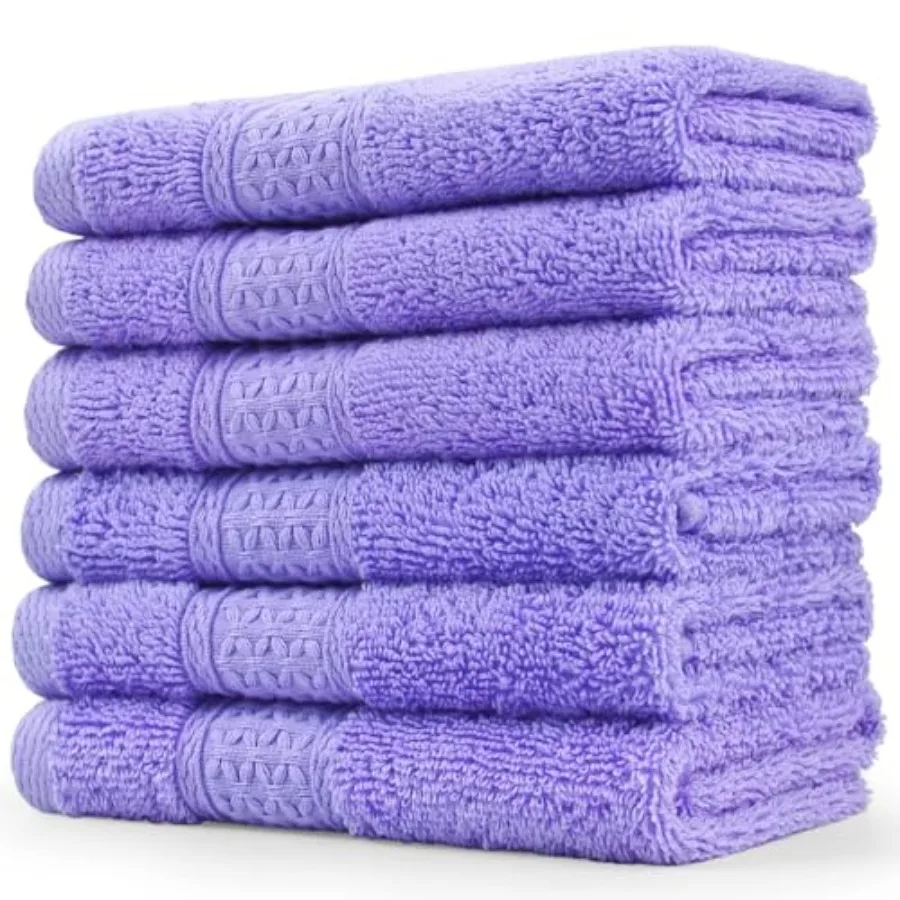 Wash Cloths Cotton Facecloths Large Face Cloths 6 Ultra-Soft Washcloths for Bathroom and Guestroom Fade-Resistant Face Towels 1