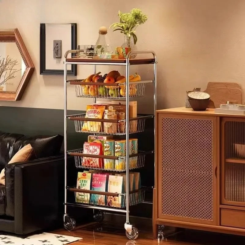 Snack rack, living room with wheels, kitchen floor trolley, crevice, vegetable basket, multi-layer mobile home storage