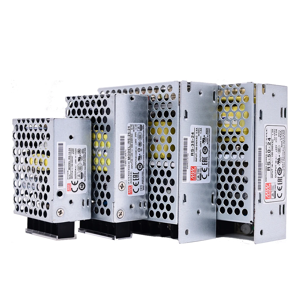 MEAN WELL 단일 출력 스위칭 전원 공급 장치, RS-15 25 35 50 3.3V 5V 12V 15V 24V 36V 48 V Meanwell RS-50 3.3 5 12 15 24 36 48 V