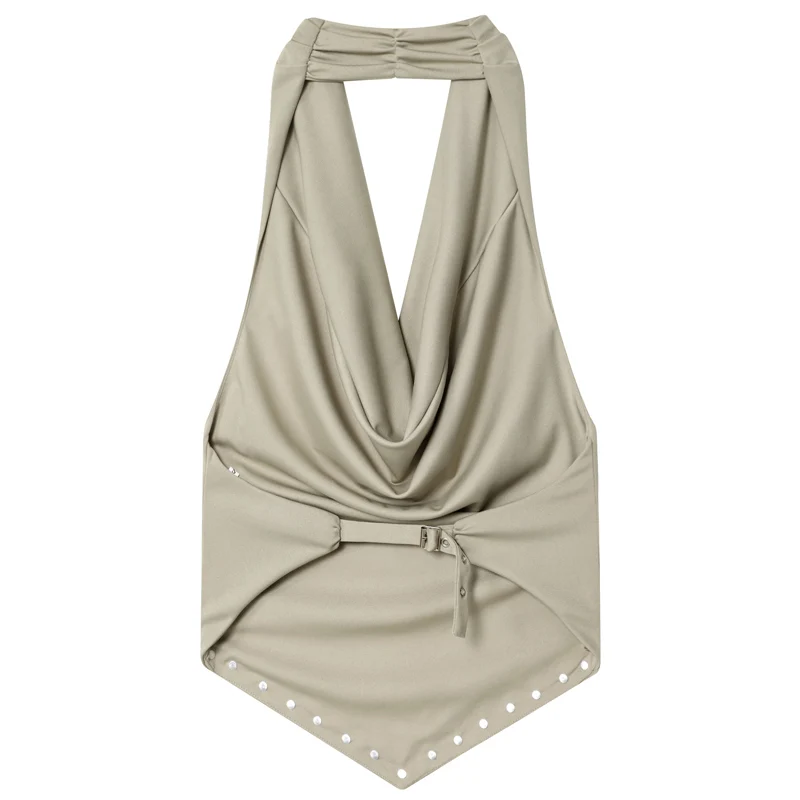 HXAO 2025 برشام الرسن الرقبة القمم للمرأة الخريف مثير المحاصيل تكدرت الدبابات و كاميس الإناث أكمام عارية الذراعين تانك القمم سترات أنيقة