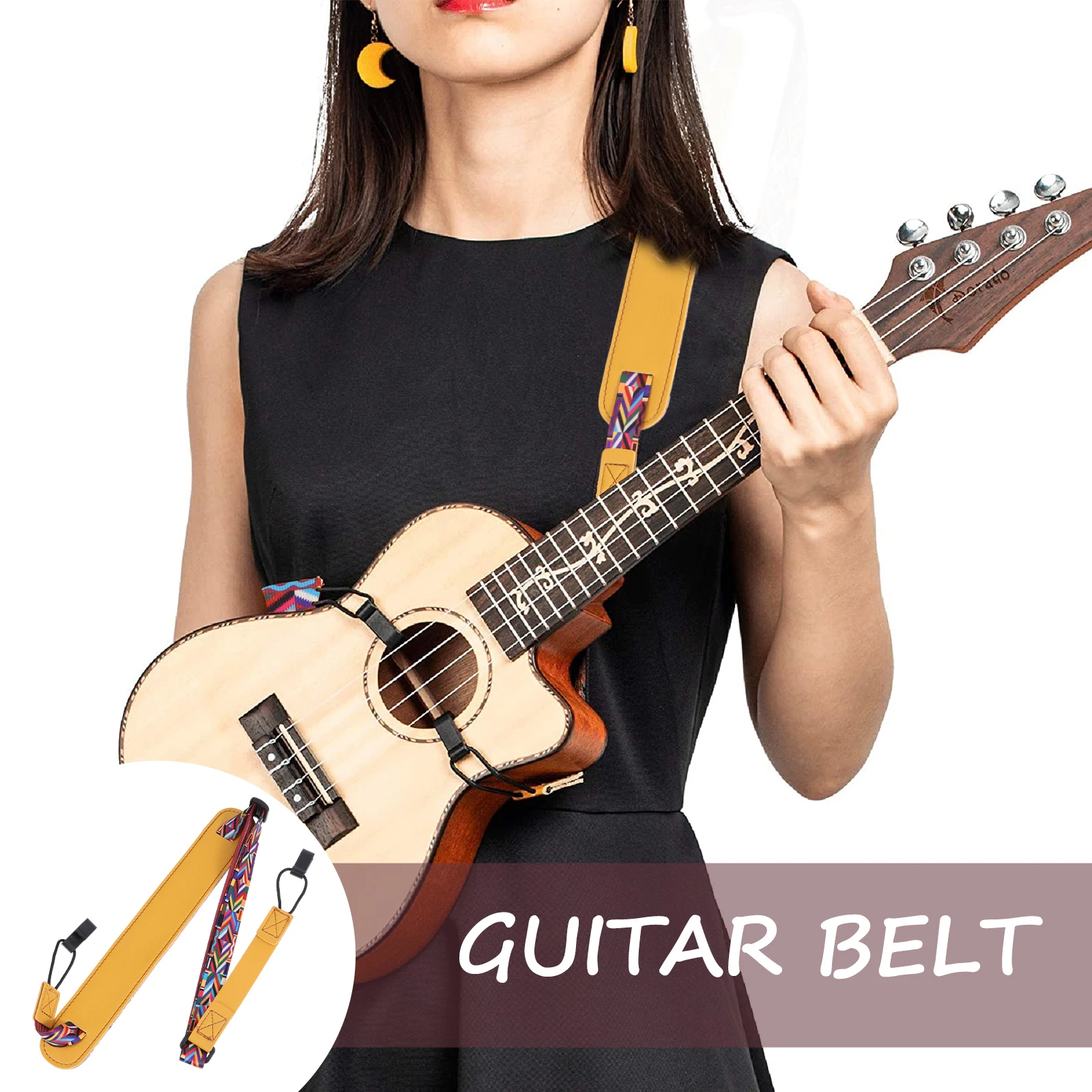 

Ukulele Strap Drill Ukulele Strap Adjustable PU Yellow for Kids Guitar Musicians Birthday Christmas Gifts