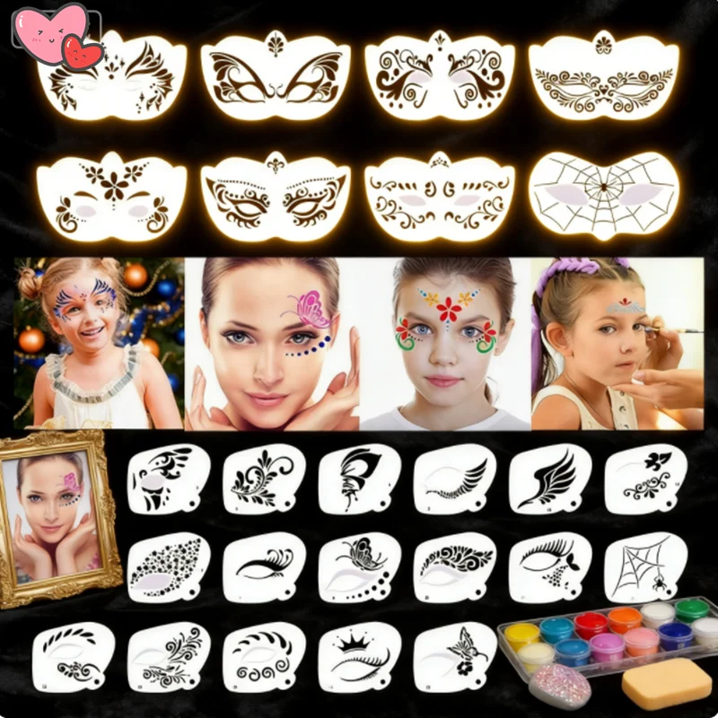 2026 NEW Reusable Face & Body Paint Party Makeup Stencils, Professional Art Templates for Party Makeup, Easy to Use for All Ages