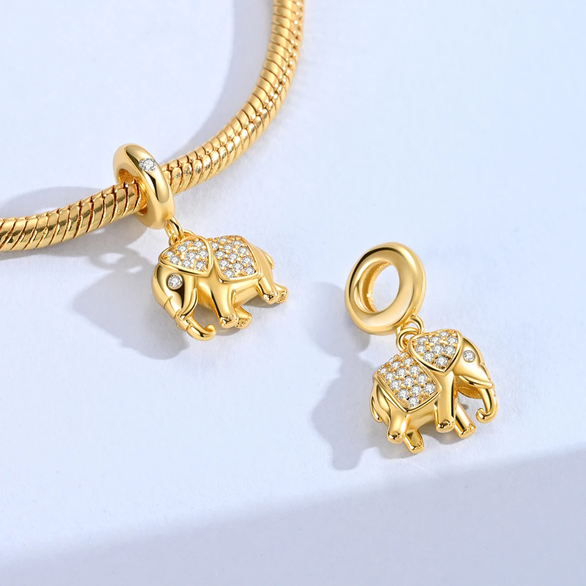 925 Sterling Silver Golden Charms Pendant Beads Elephant Sun Leopard Dog Firefly Woman Charm Fit Original Bracelet Diy Jewelry