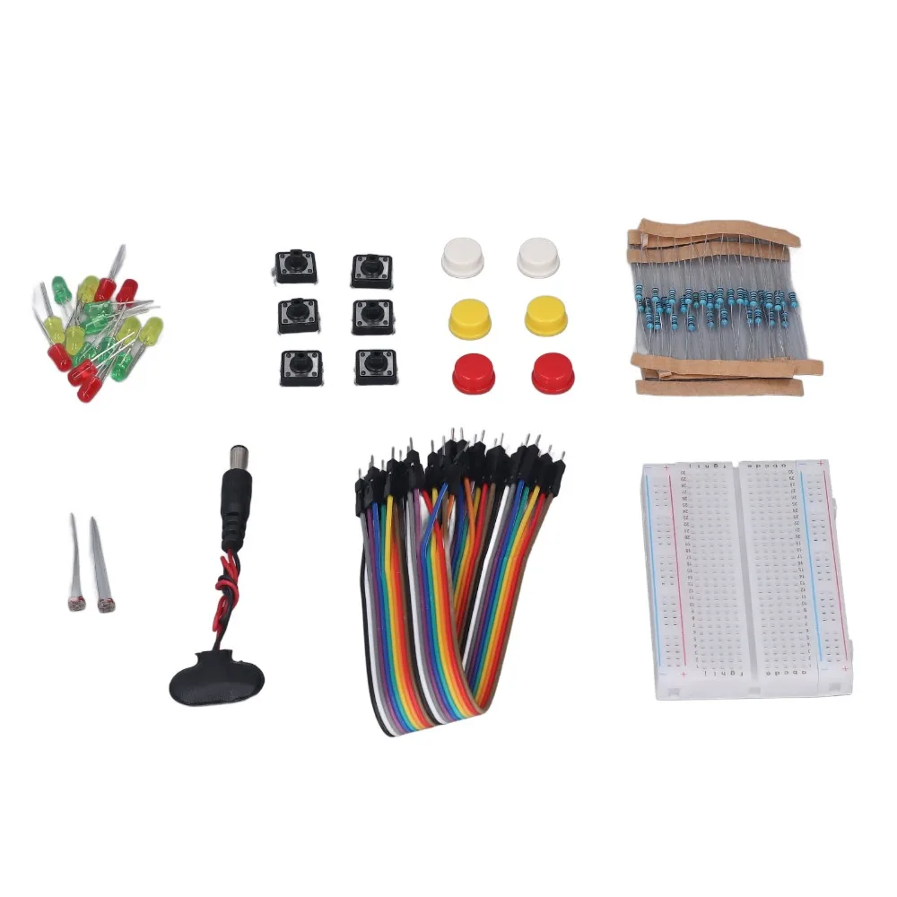 with 400 Hole Breadboard Electronics Kit with LED Lights with Button and Resistor Electronics Component Kit